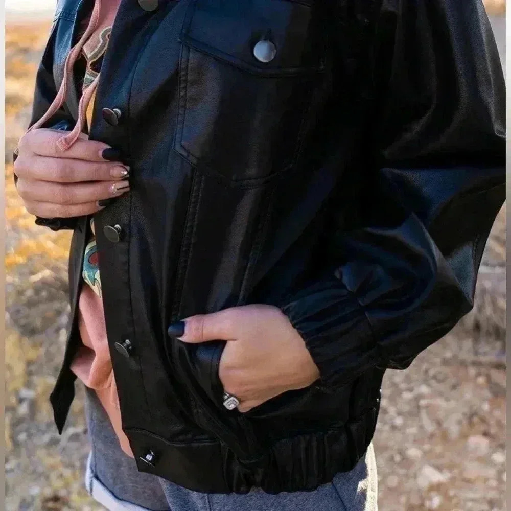 Black faux leather jacket - Picture 5 of 6